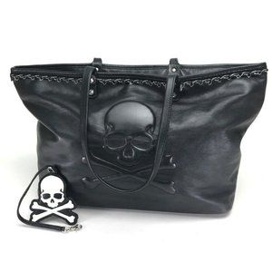 AUTHENTIC MASTERMIND JAPAN Skull Shoulder Bag Tote Bag Black Leather